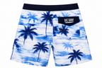SIC SURF 4 Way Stretch Boardshorts — Tidal Blue Palms