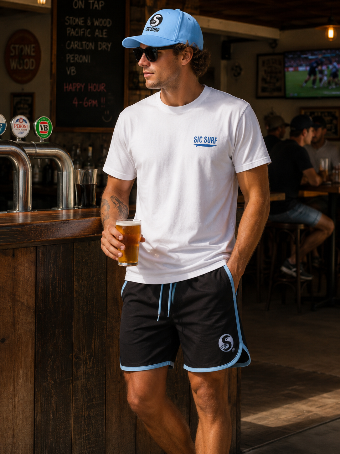 Casual 4 Way Stretch Shorts - Black/Blue