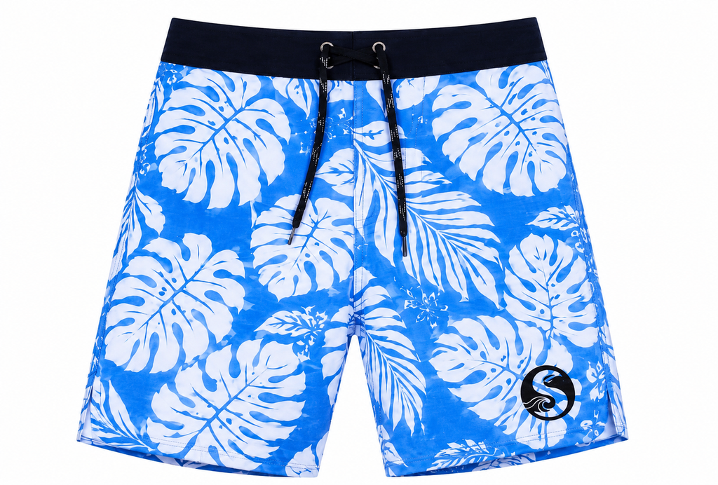 SIC SURF 4 Way Stretch Boardshorts — Ocean Blue Tropic