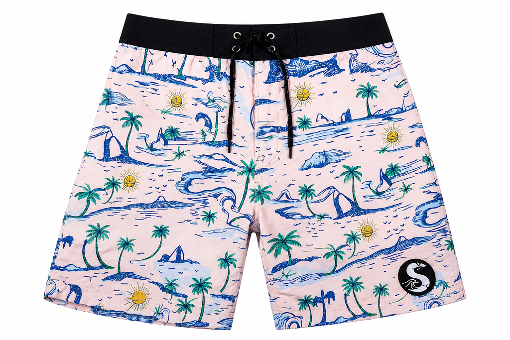 SIC SURF 4 Way Stretch Boardshorts — Coastal Sketch Print