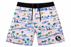 SIC SURF 4 Way Stretch Boardshorts — Coastal Sketch Print
