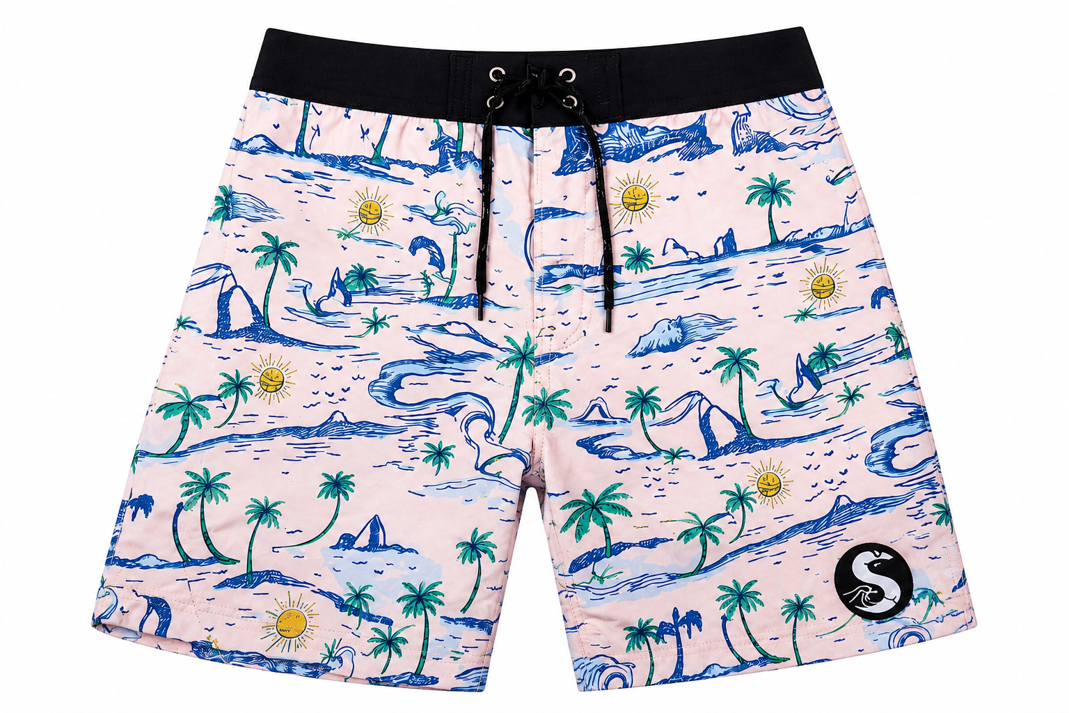 SIC SURF 4 Way Stretch Boardshorts — Coastal Sketch Print