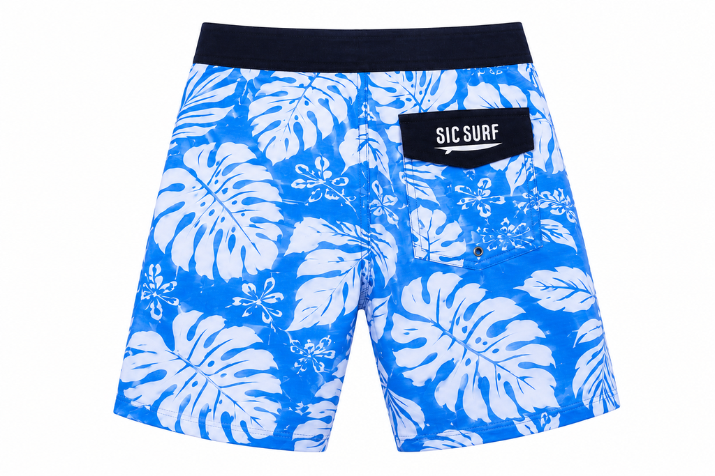 SIC SURF 4 Way Stretch Boardshorts — Ocean Blue Tropic