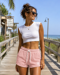 Women's Terry Towelling Shorts - Blush Pink