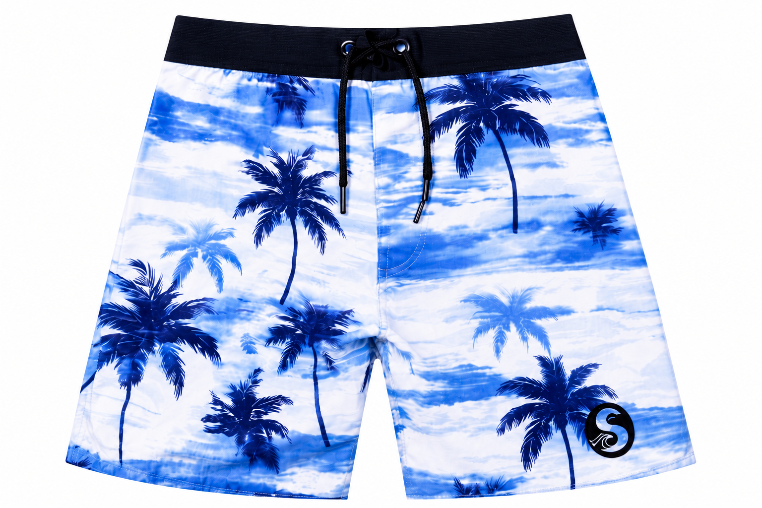 SIC SURF 4 Way Stretch Boardshorts — Tidal Blue Palms