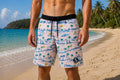 SIC SURF 4 Way Stretch Boardshorts — Coastal Sketch Print