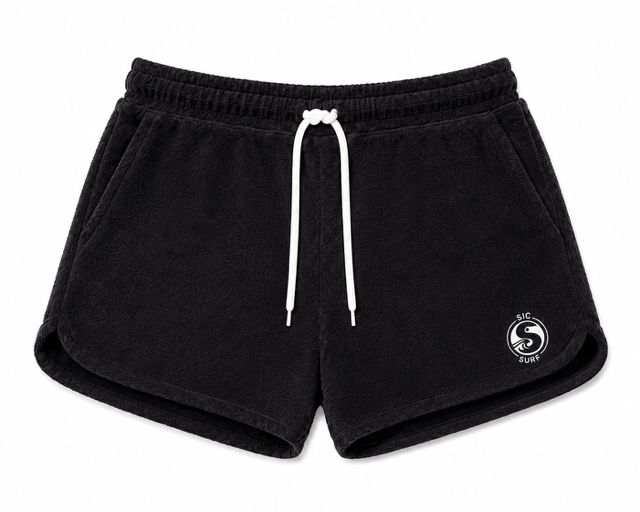 Women's Terry Towelling Shorts - Black