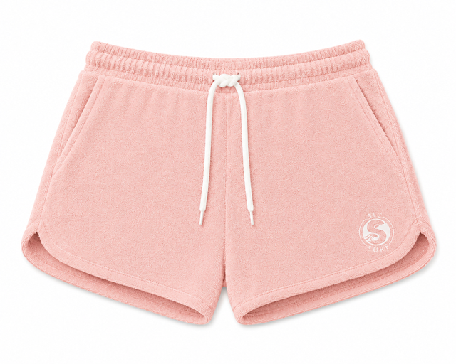 Women's Terry Towelling Shorts - Blush Pink