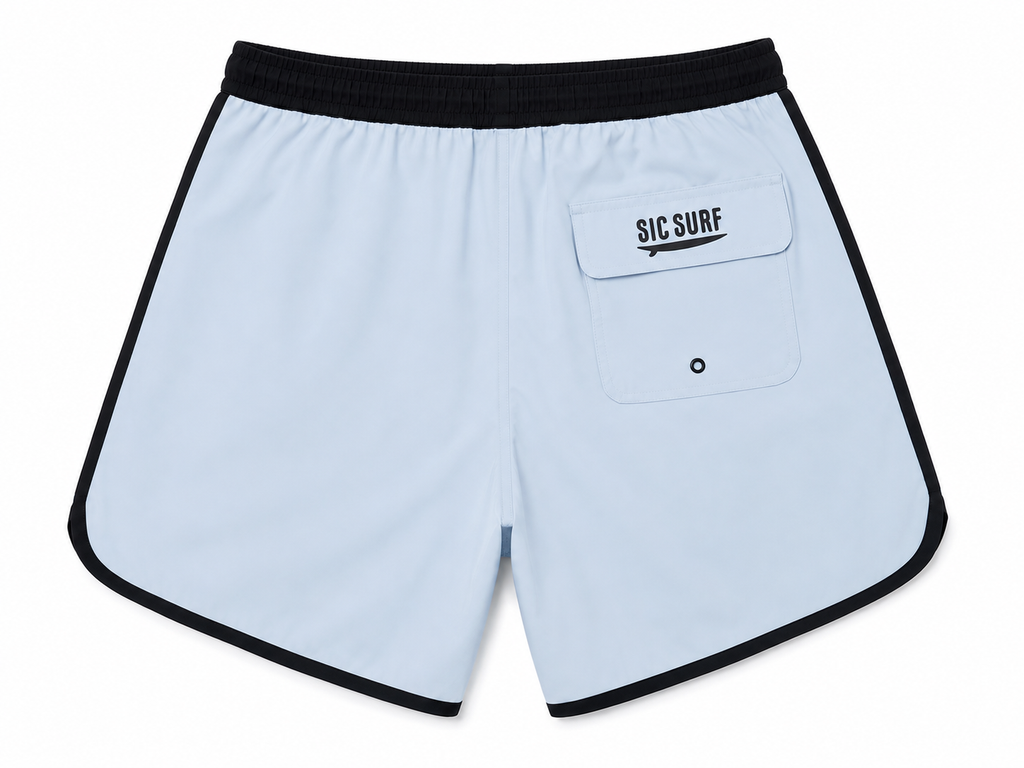 Casual 4 Way Stretch Shorts - Pale Blue/Black