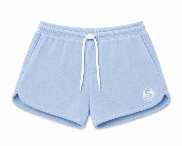 Women's Terry Towelling Shorts - Pale Blue